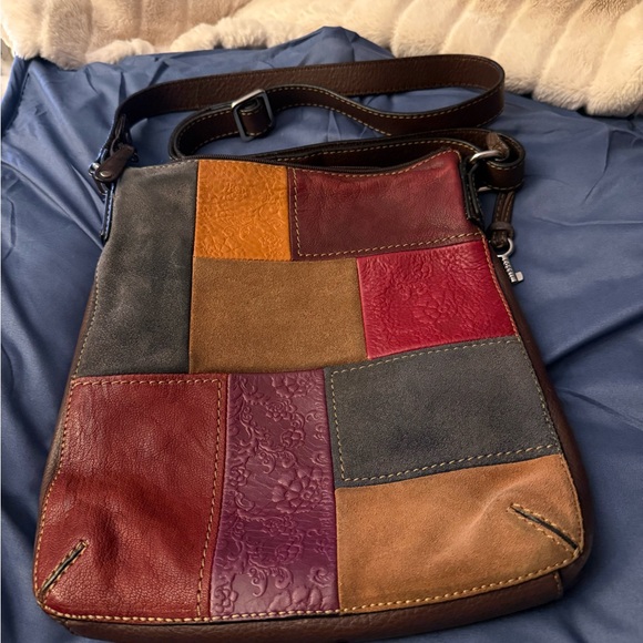 Vintage Fossil Multicolor Patchwork  Leather Crossbody Bag - Picture 8 of 14